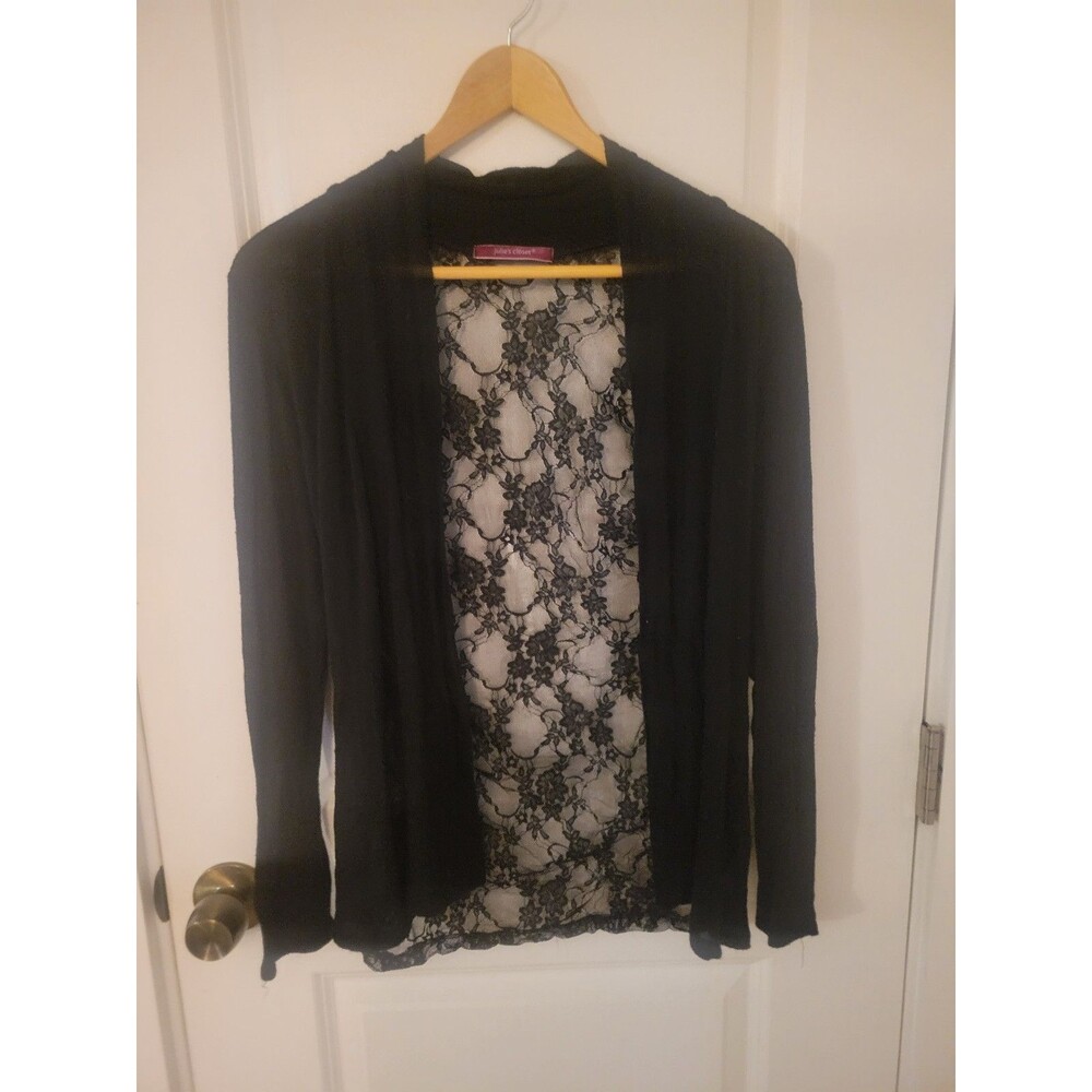 Black Cardigan with Sheer Lace Back